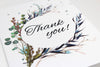 Thank you card, branches decorated in black
